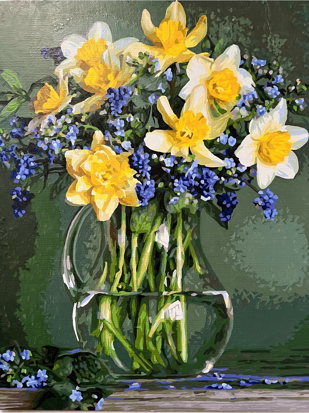 Nori’s Spiele paint by number, spring flower bulbs finished painting.
